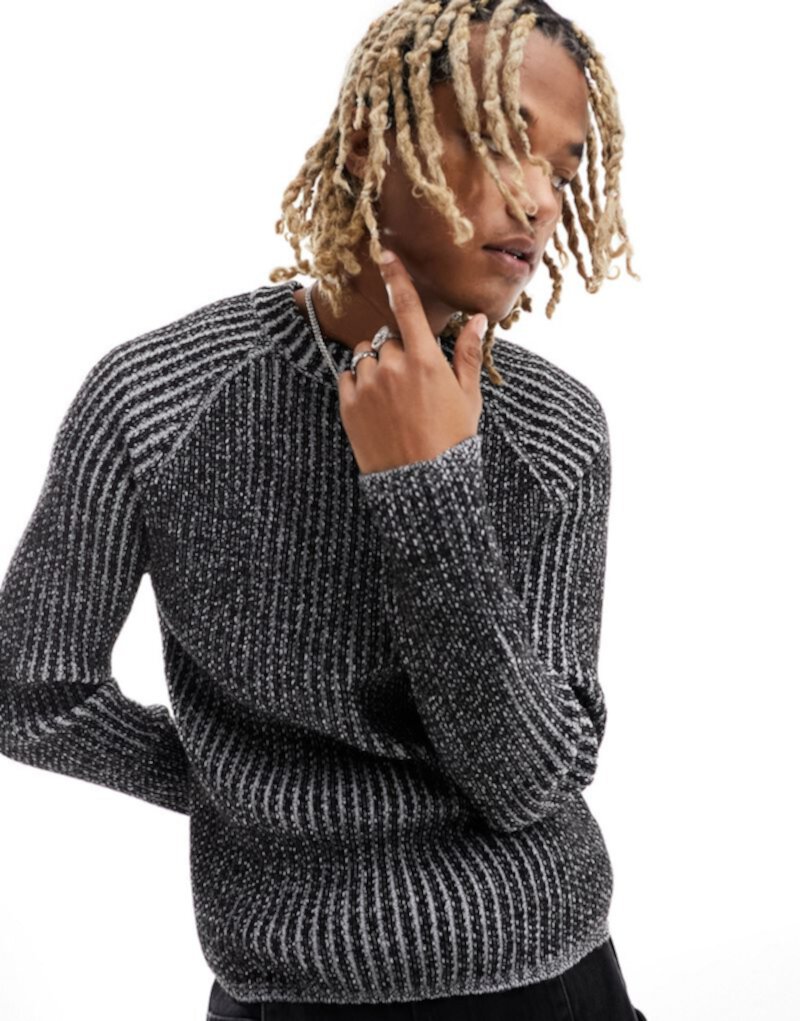 Темно-серый вязаный свитер в рубчик с плетеной резинкой Reclaimed Vintage Reclaimed Vintage