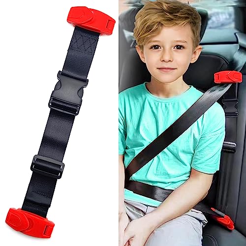 Kids Seat Belt Adjuster, Car Seat Belt Adjuster with Safety Clips and Adjustment Strap Car Seat Accessories for Childs Adults Shoulder Neck Comfort and Travel Driving Protection-Grey GANBIPU