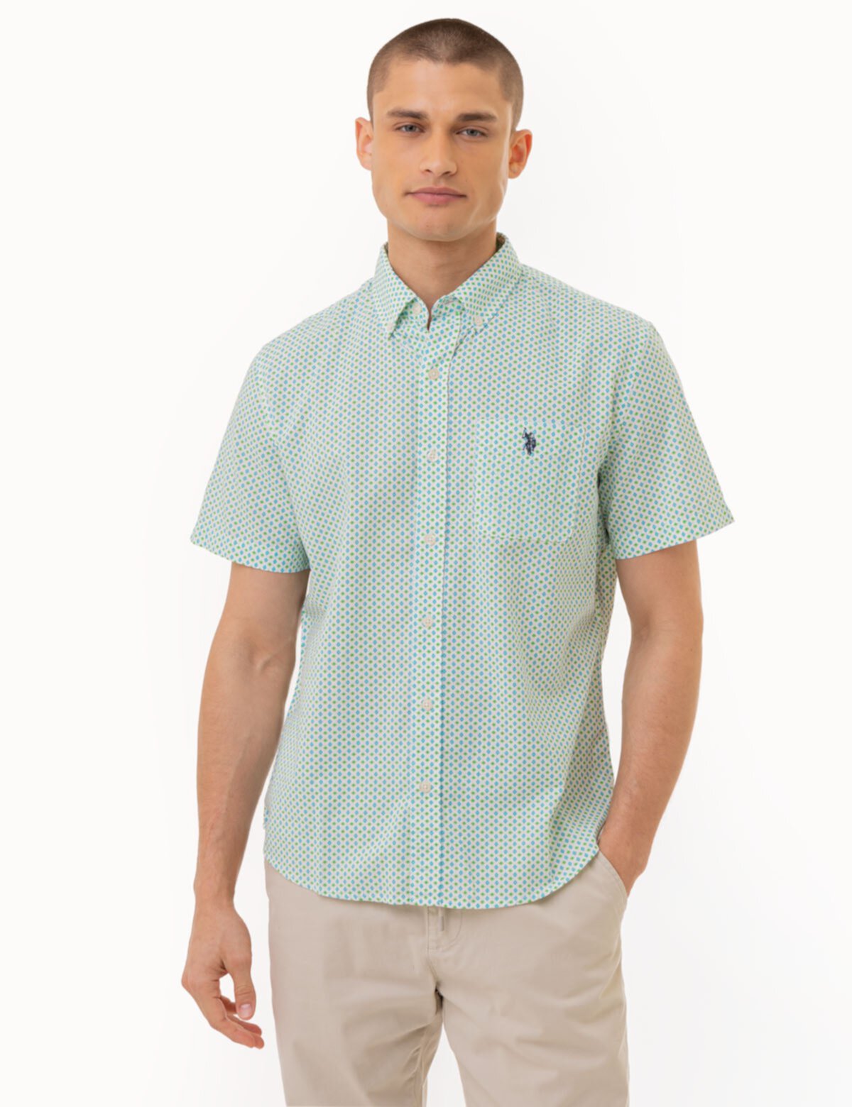 SHORT SLEEVE DIAMOND PRINT WOVEN SHIRT U.S. POLO ASSN.