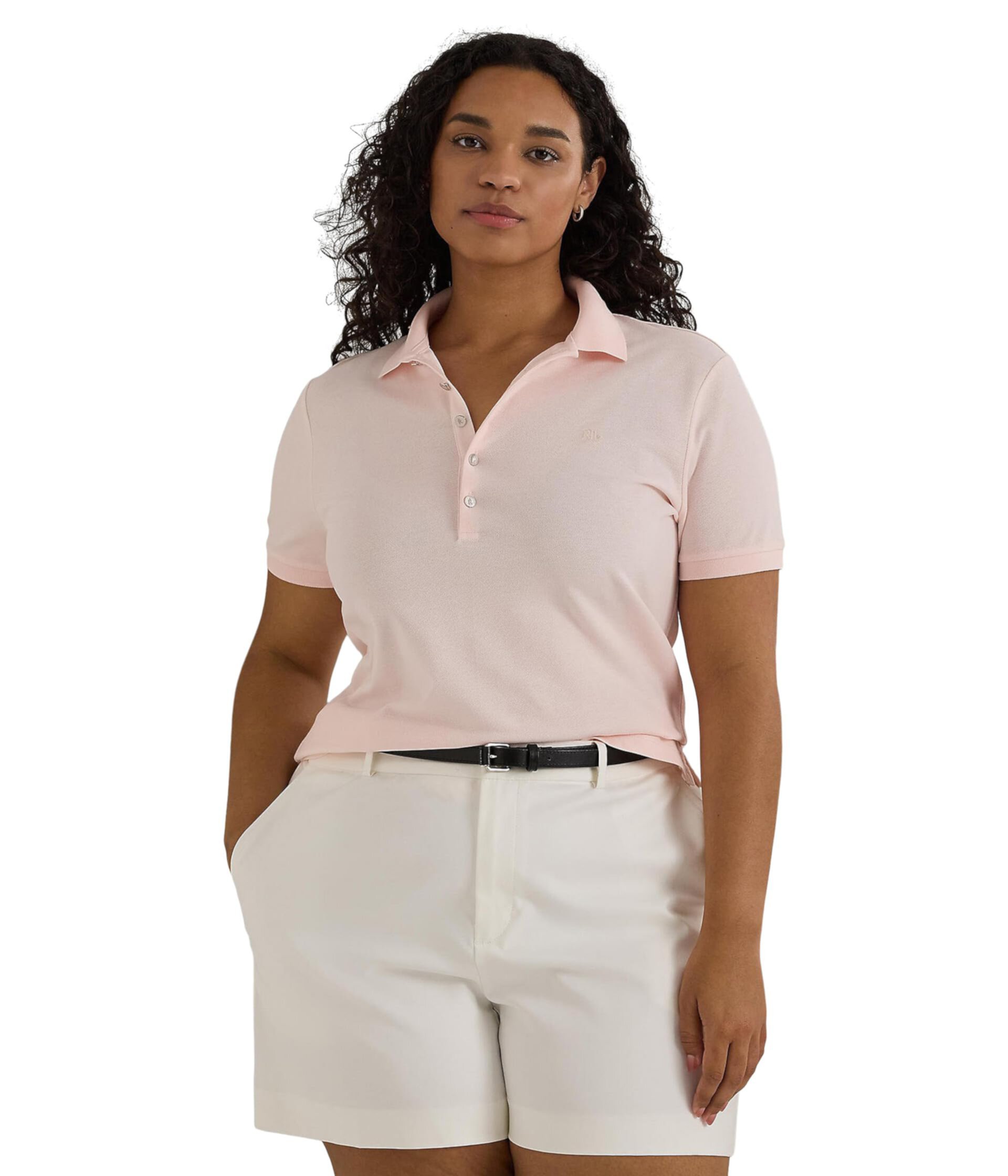 Plus-Size Stretch Piqué Polo Shirt LAUREN Ralph Lauren