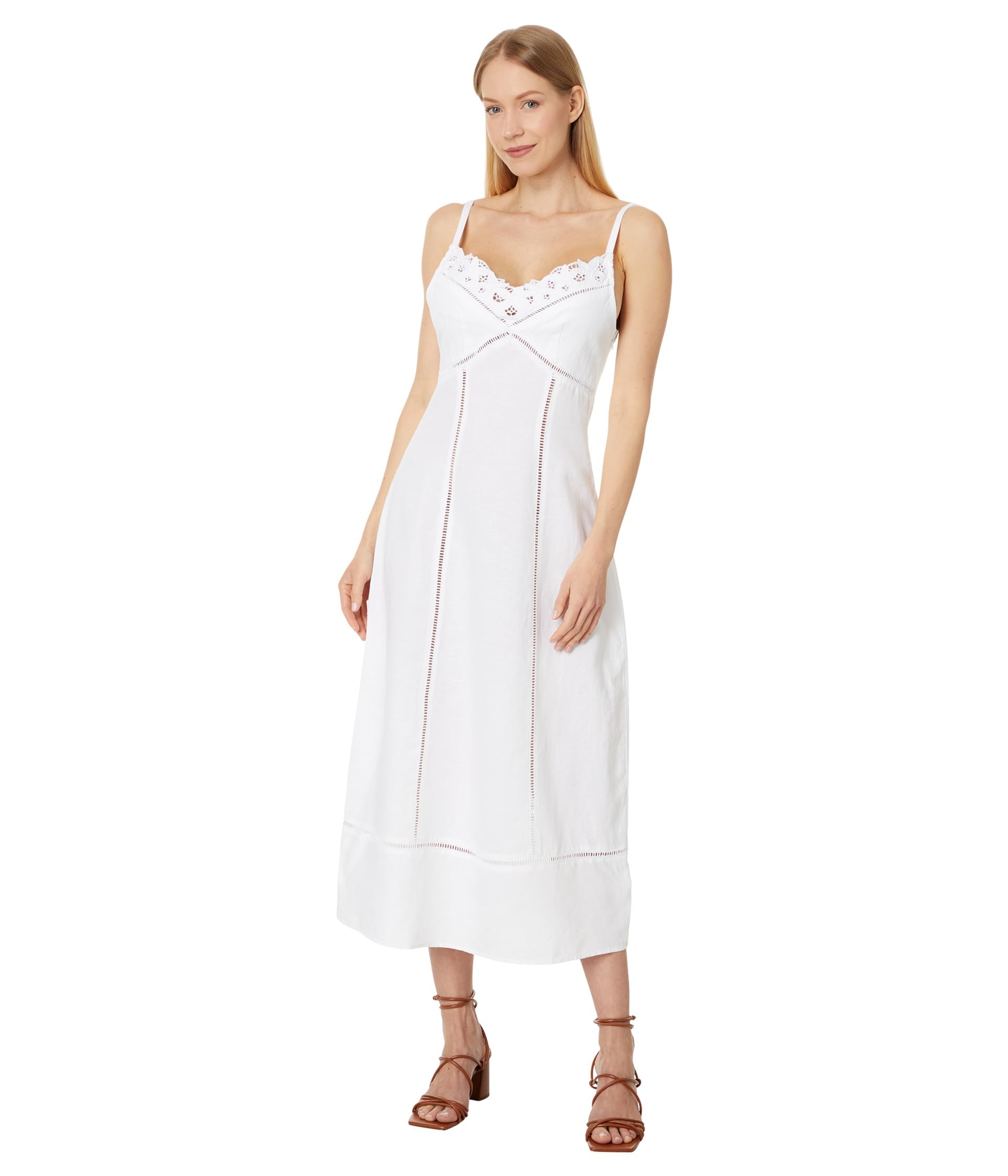 Sweetheart Midi Dress in Linen-Cotton Blend Madewell