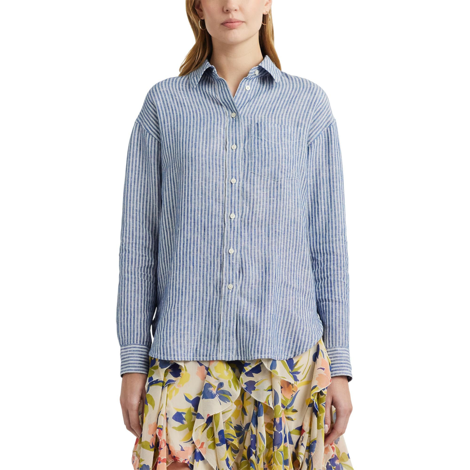 Relaxed Fit Pinstripe Linen Shirt LAUREN Ralph Lauren