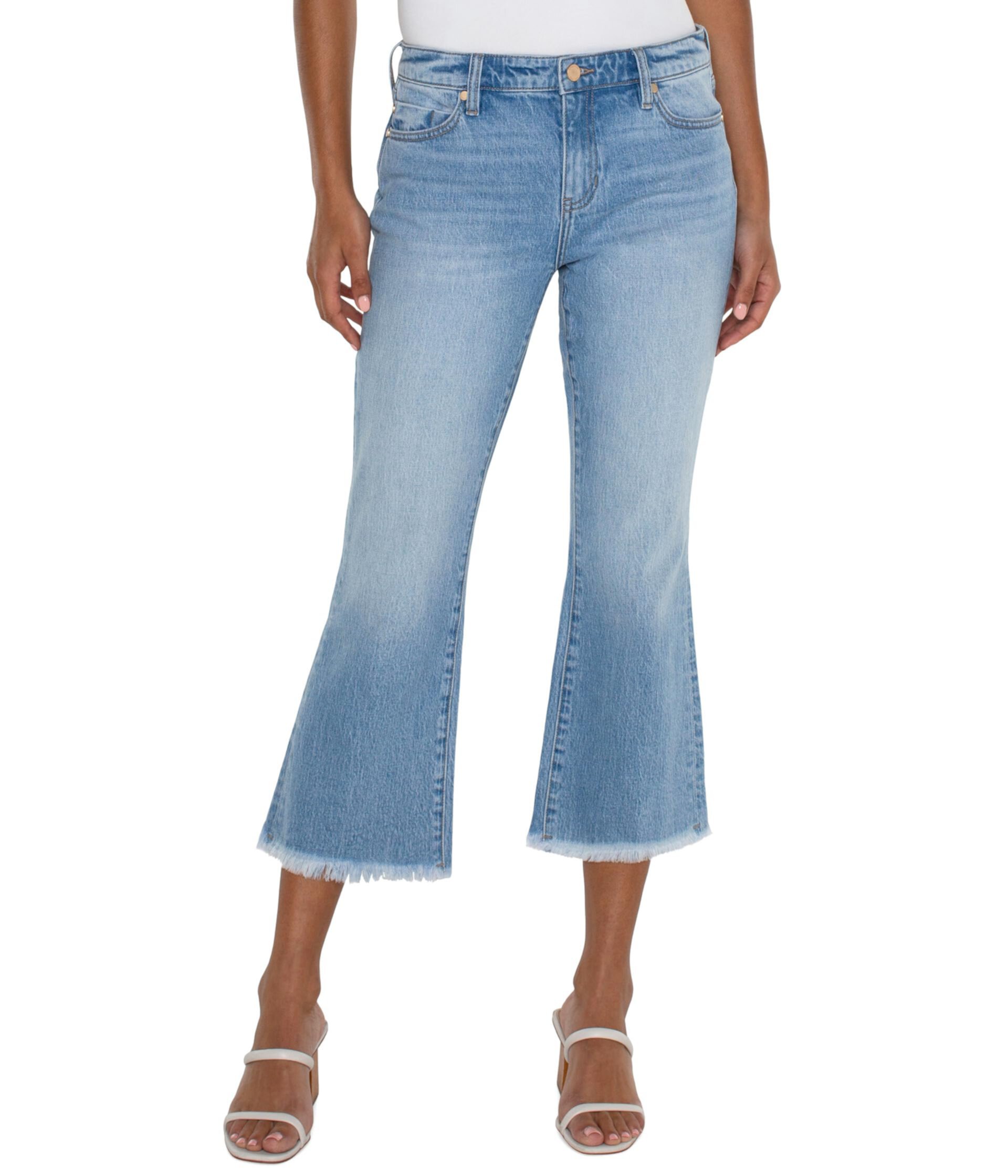 Hannah Mid Rise Crop Flare with Fray Hem Vintage Denim Liverpool Los Angeles