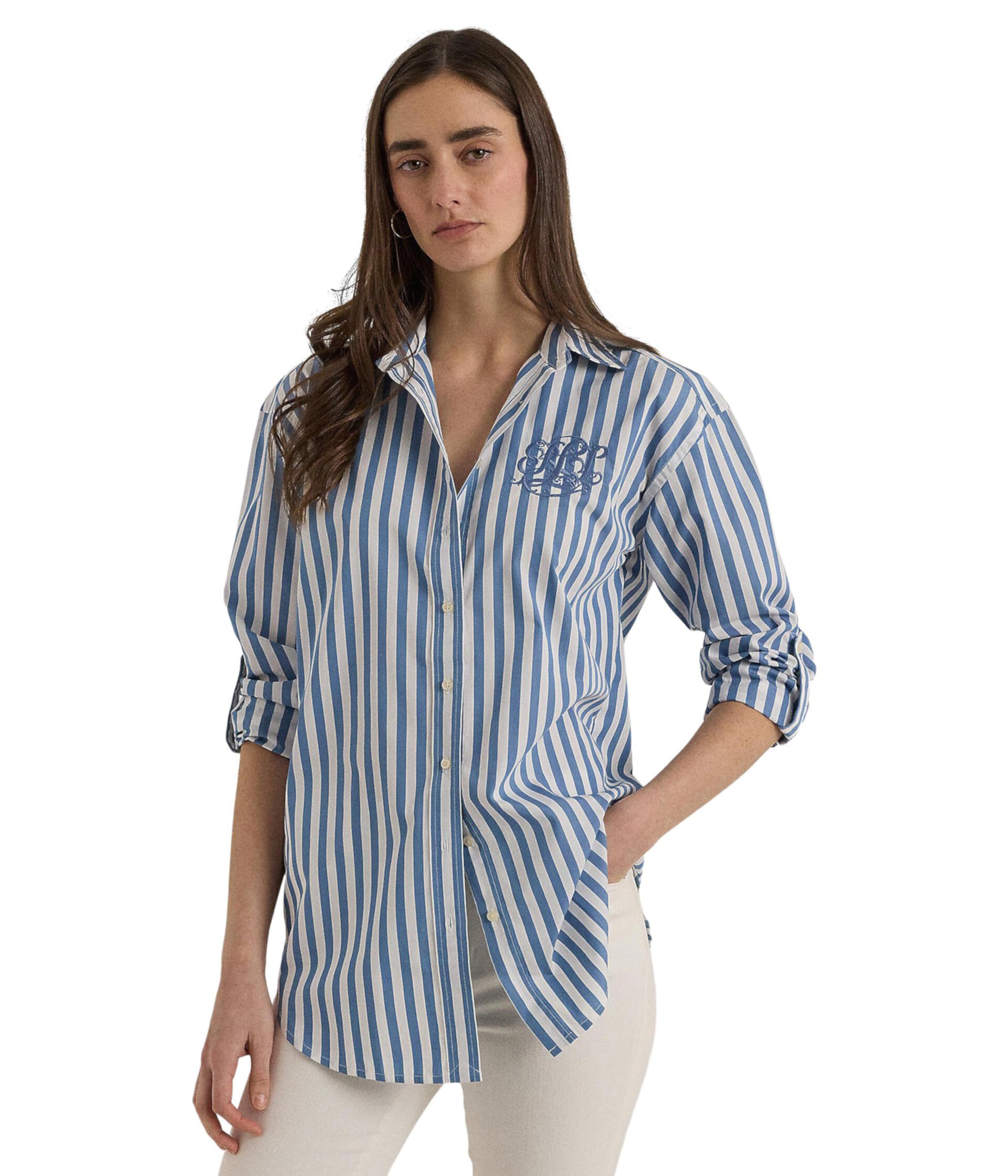 Petite Oversize Striped Cotton Broadcloth Shirt LAUREN Ralph Lauren