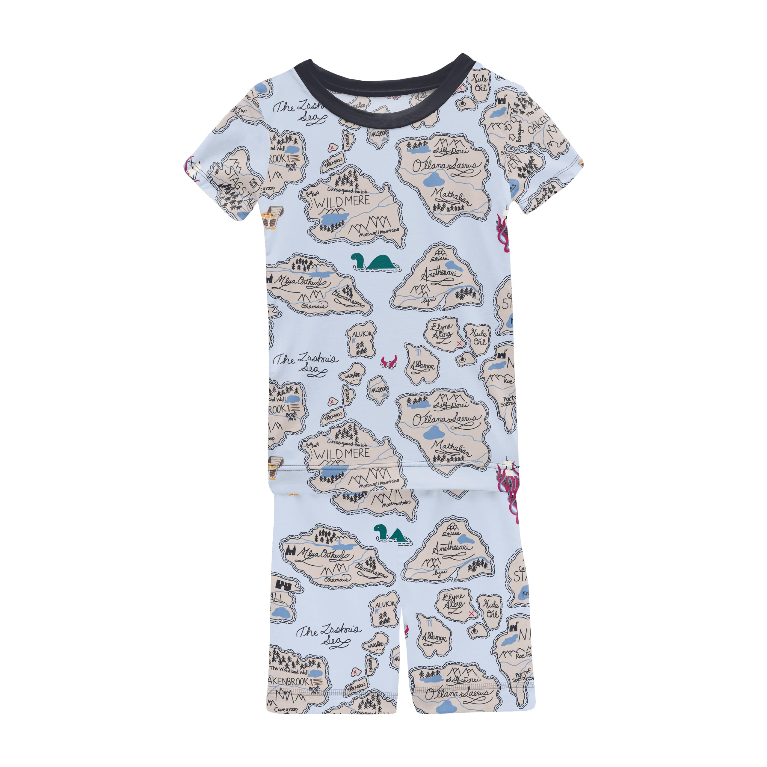 Print Short Sleeve Pajama Set with Shorts (Toddler/Little Kid/Big Kid) KicKee Pants