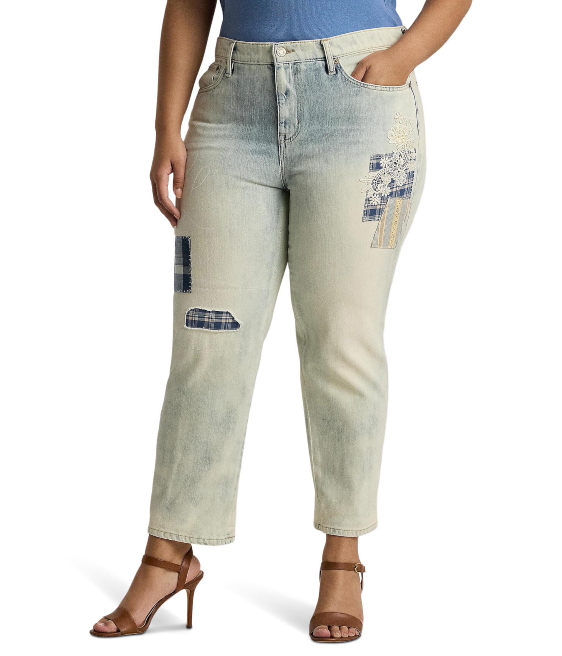 Plus-Size Patchwork Relaxed Tapered Ankle Jean LAUREN Ralph Lauren