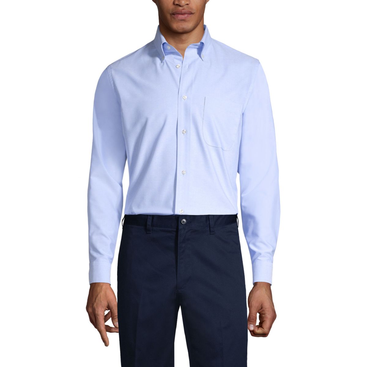 Мужская Футболка Lands' End School Uniform Long Sleeve Solid Oxford Dress Shirt Lands' End