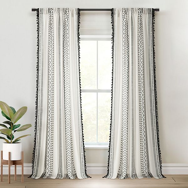 Lush Decor Hygge Boho Stripe Tassel Set of 2 Window Curtain Panels Lush Décor