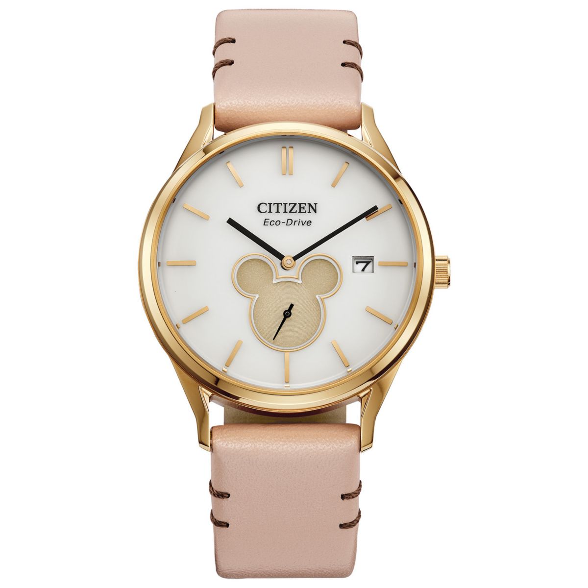Disney 100th Anniversary Women's Eco-Drive Mickey Mouse Shadow Tan Leather Strap Watch by Citizen - BV1132-08W Citizen