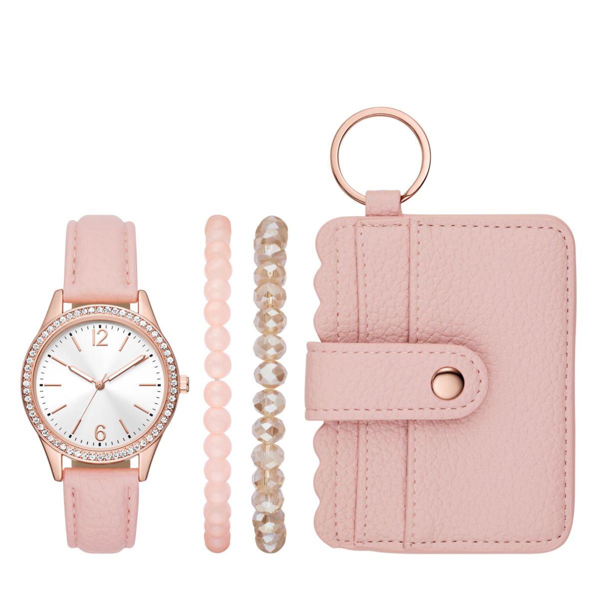 Folio Women's Pink Watch, Bracelets & Keychain Set Folio