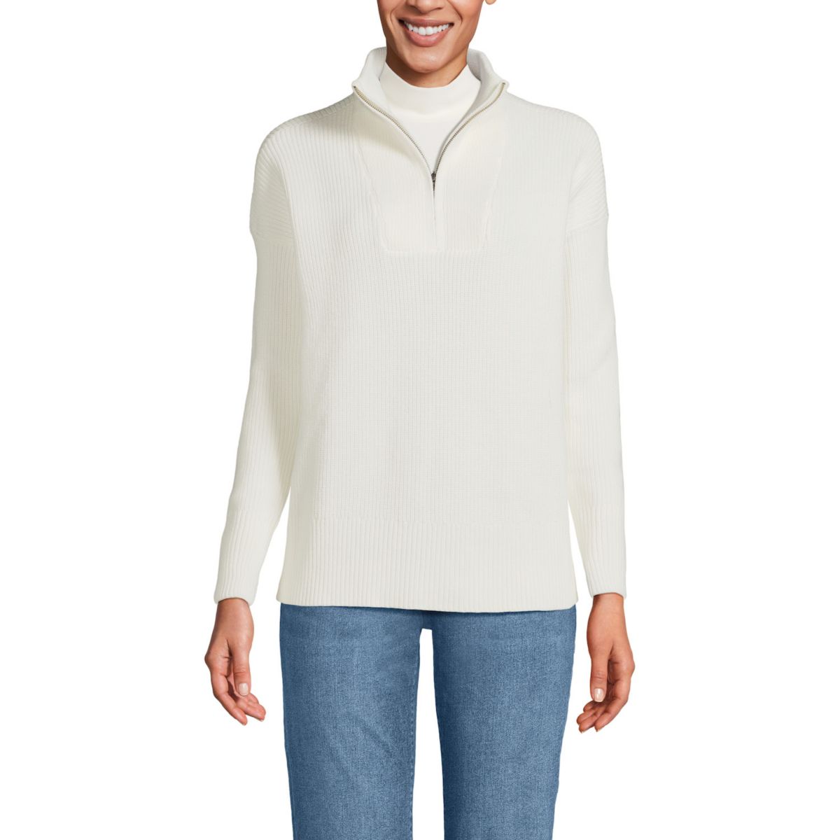 Women's Lands' End Drifter Quarter Zip Sweater Lands' End