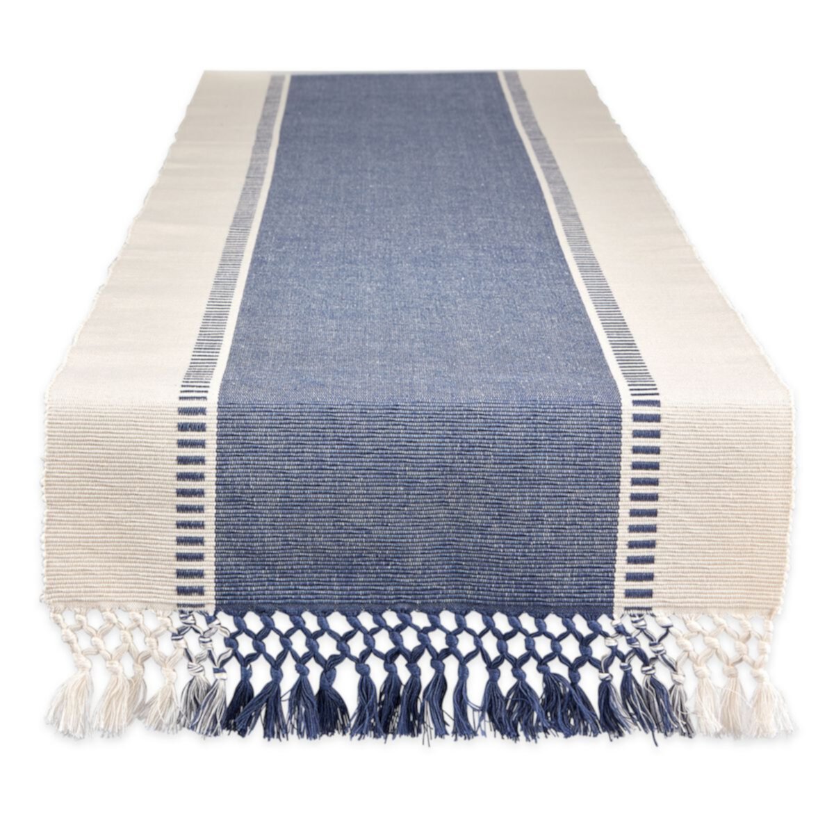 13&#34; x 72&#34; Blue and White Dobby Striped Rectangular Table Runner Contemporary Home Living