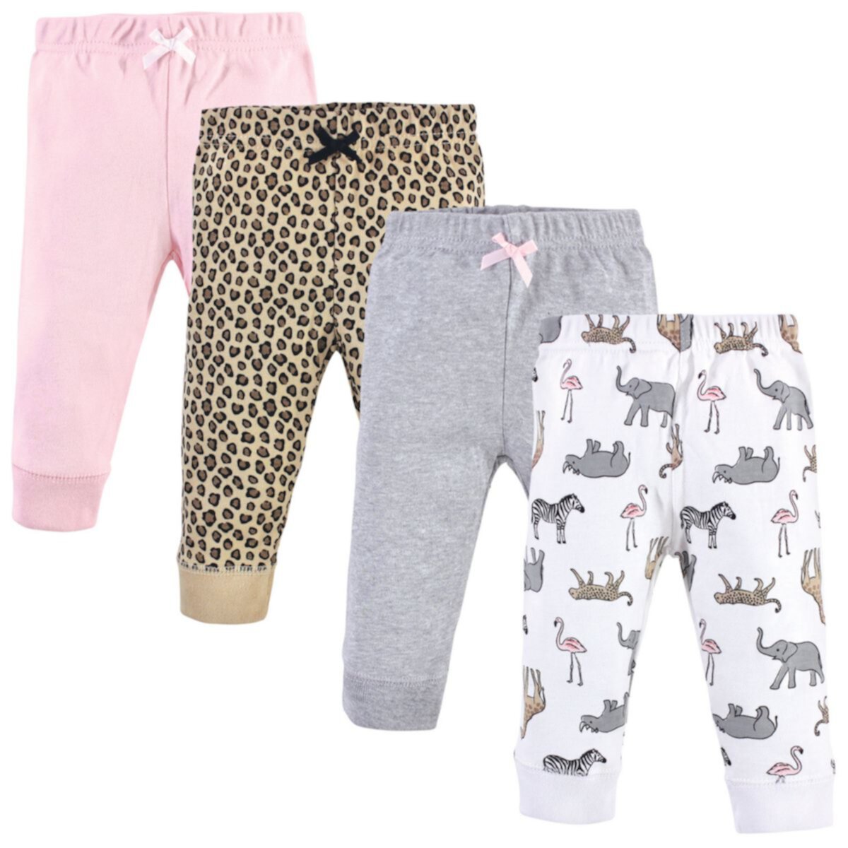 Hudson Baby Infant and Toddler Girl Cotton Pants 4pk, Modern Pink Safari Hudson Baby