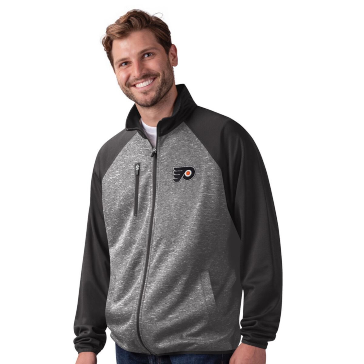 Мужская Куртка G-III Sports by Carl Banks Philadelphia Flyers Runners Raglan Full-Zip Track Jacket In The Style