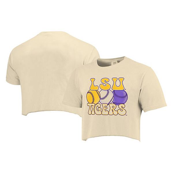 Женская укороченная футболка LSU Tigers Comfort Colors из мягкого хлопка с коротким рукавом Image One