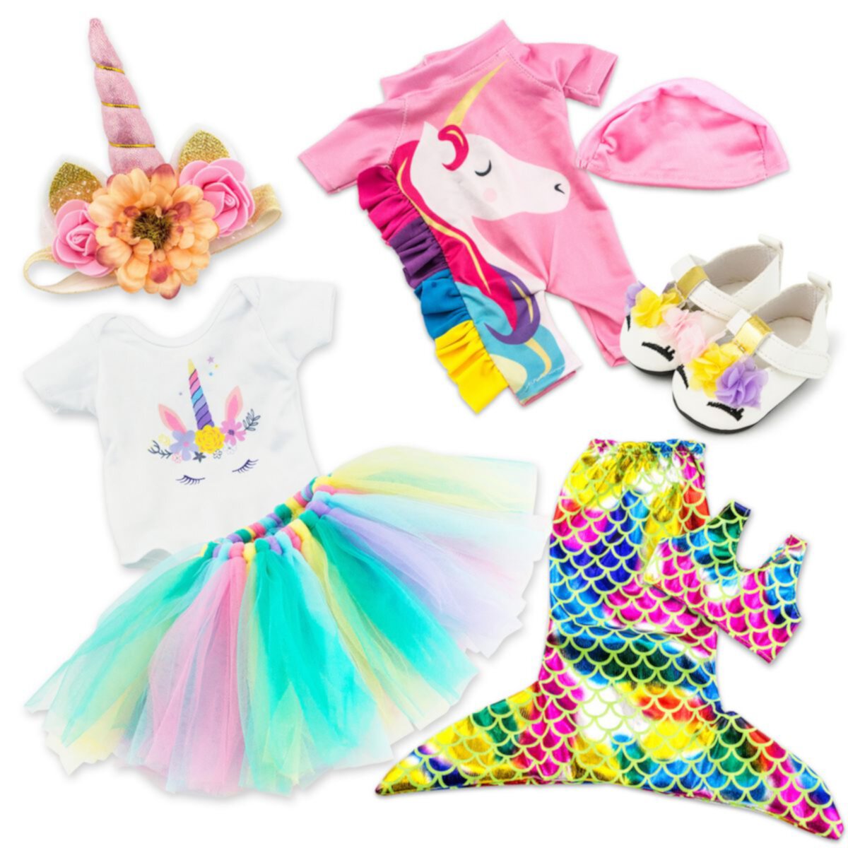 F.C Design Doll Clothes for American Girl 18 inch Dolls Mermaid Outfit Unicorn Tutu Dress Swimsuit F.C Design
