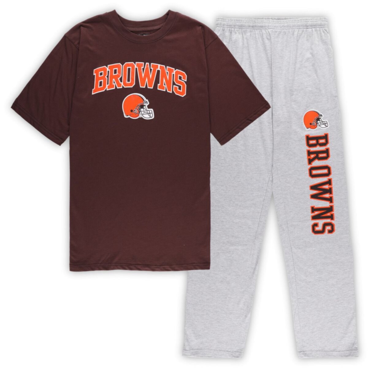 Men's Concepts Sport Brown/Heather Gray Cleveland Browns Big & Tall T-Shirt & Pants Sleep Set Unbranded