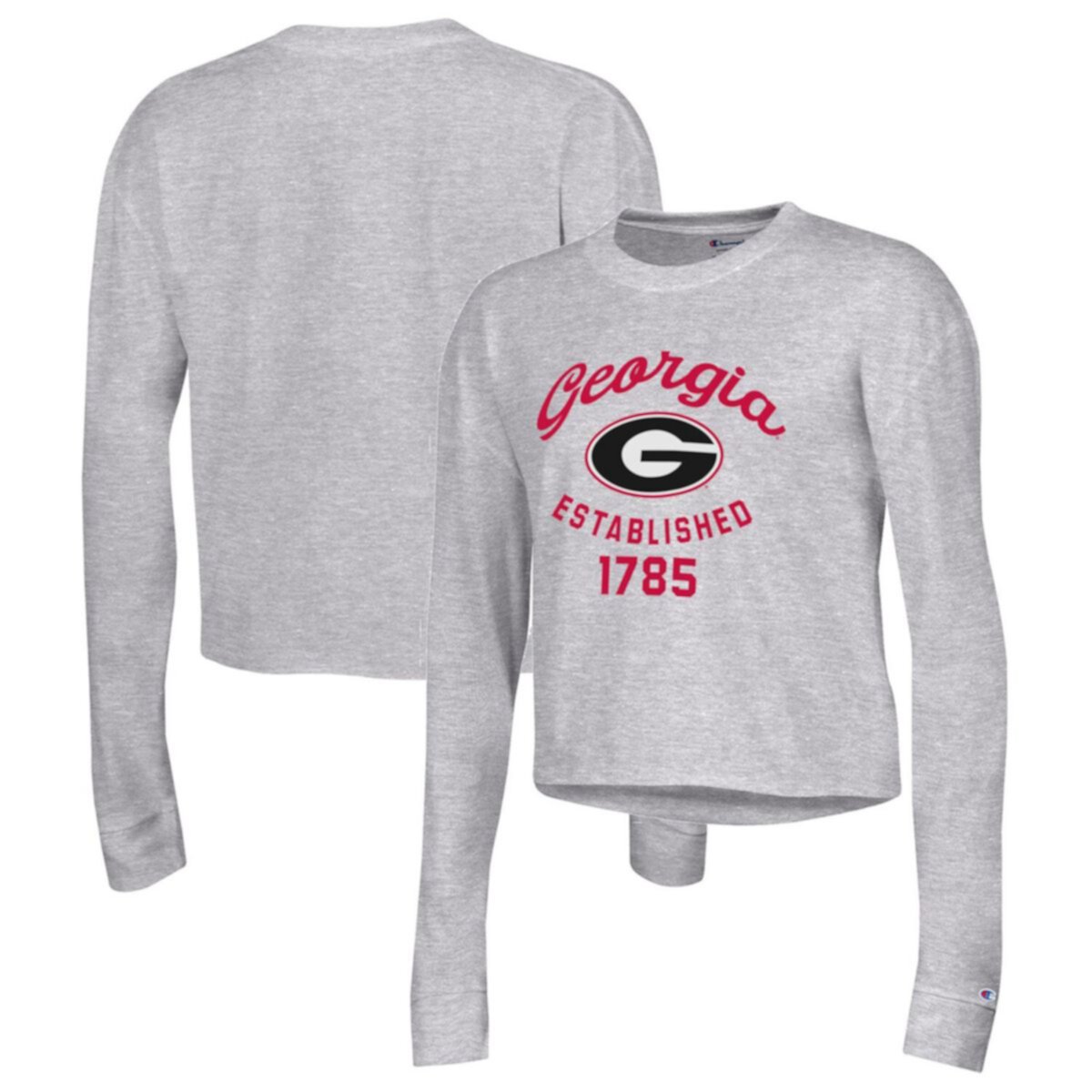 Женская Футболка Champion Gray Georgia Bulldogs Boyfriend Cropped Long Sleeve T-Shirt Champion