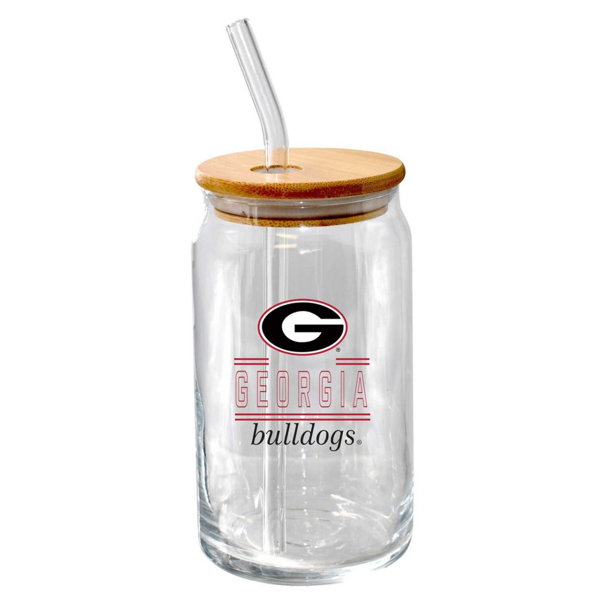 The Memory Company Georgia Bulldogs 16oz. Classic Crew Beer Glass with Bamboo Lid The Memory Company