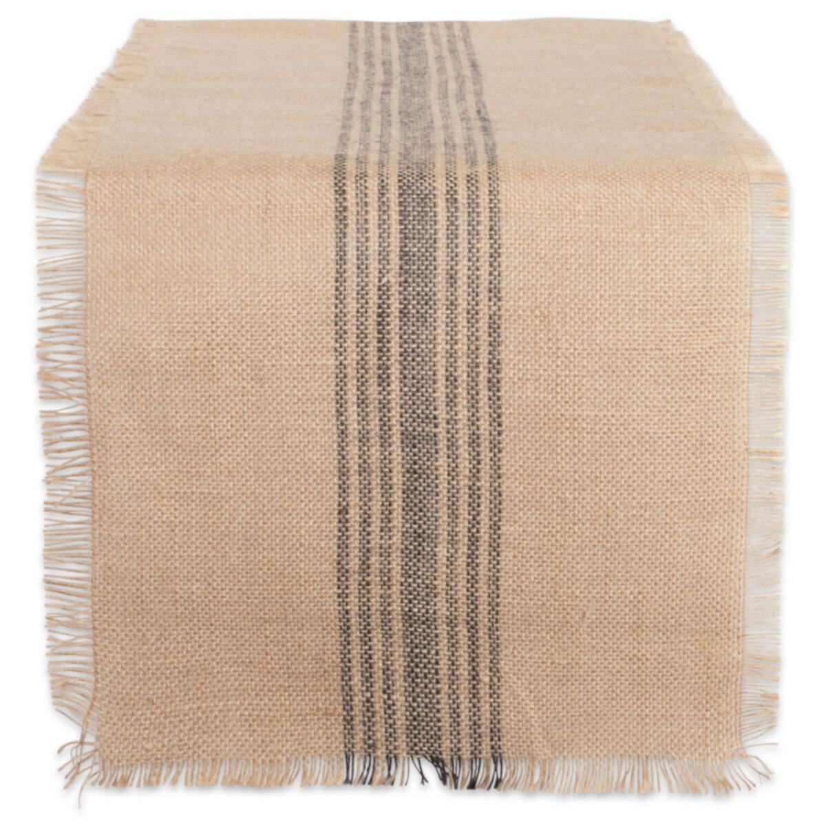 108&#34; Beige and Black Striped Rectangular Table Runner Contemporary Home Living