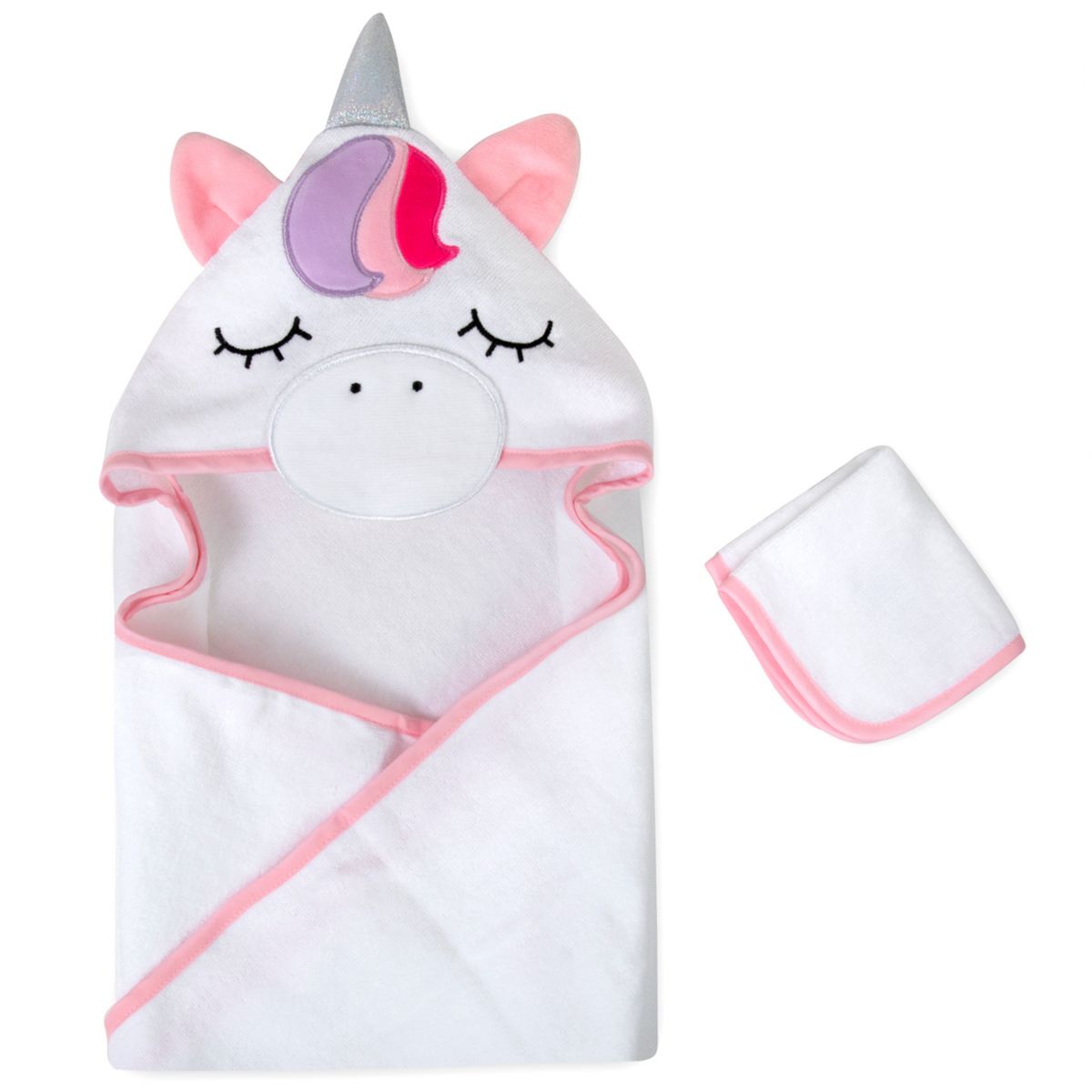 Baby Essentials Rainbow Unicorn Hooded Towel & Washcloth Set Baby Essentials