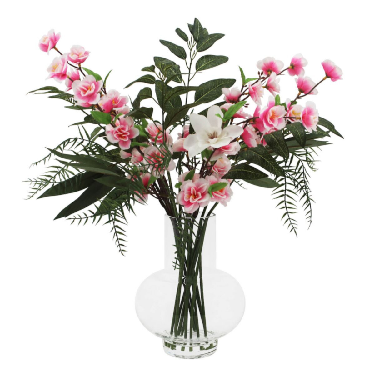 Sonoma Goods For Life® Tropical Rose With Greenery in Glass Vase Floor Decor SONOMA