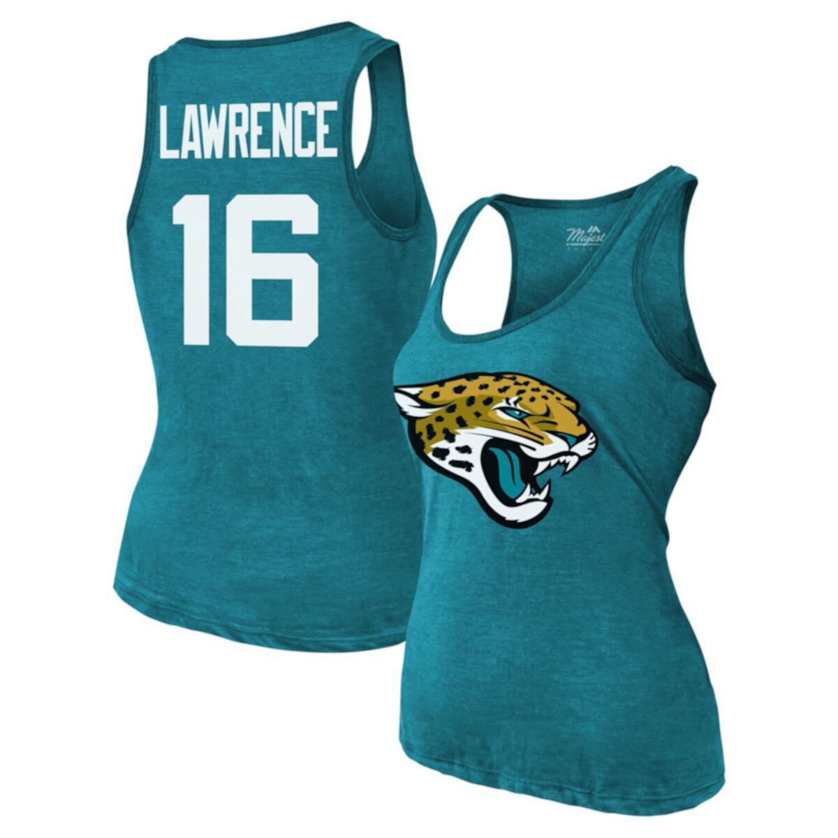 Женская Футболка Majestic Threads Trevor Lawrence Teal Jacksonville Jaguars Name & Number Tri-Blend Majestic Threads