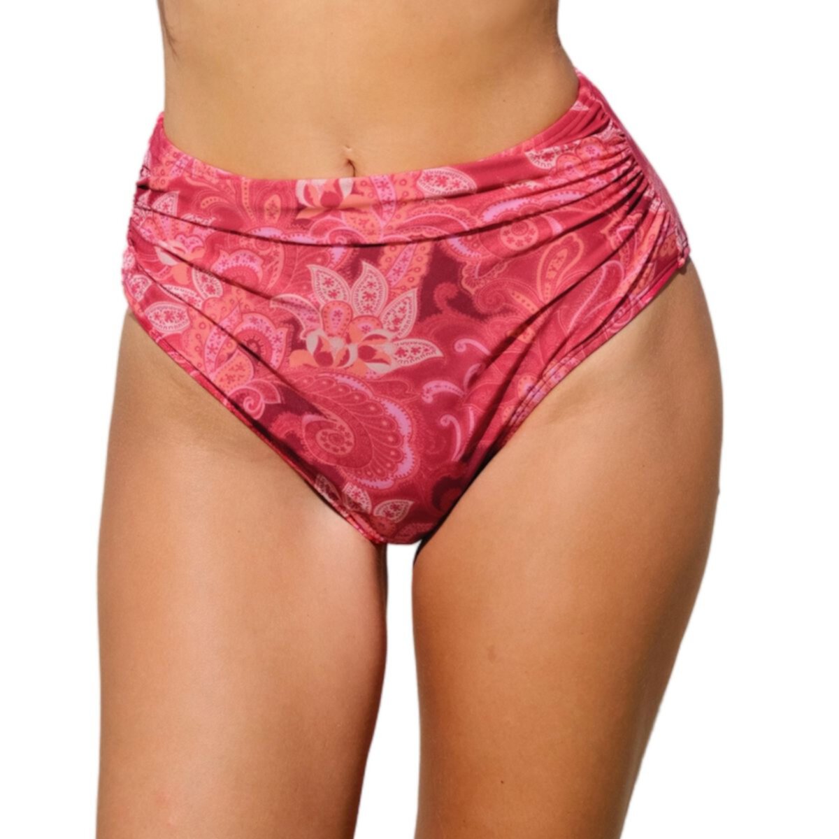 Women's CUPSHE Paisley Print Front Shirred Highrise Bikini Bottoms Cupshe