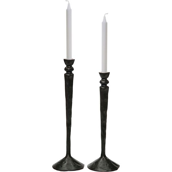 Set of 2 Black Traditional Candle Holders 17&#34; Signature Home Collection