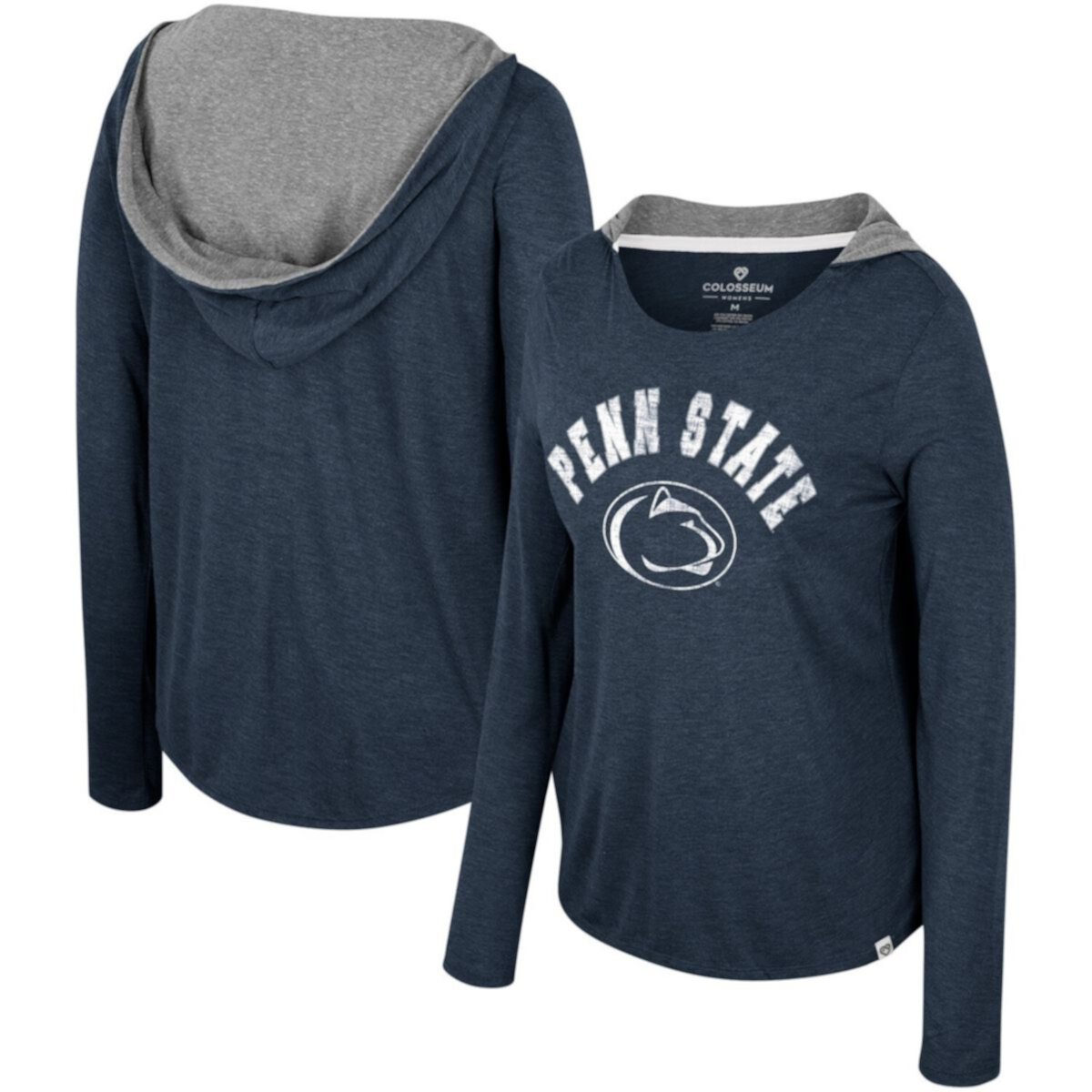 Women's Colosseum  Navy Penn State Nittany Lions Distressed Heather Long Sleeve Hoodie T-Shirt Colosseum