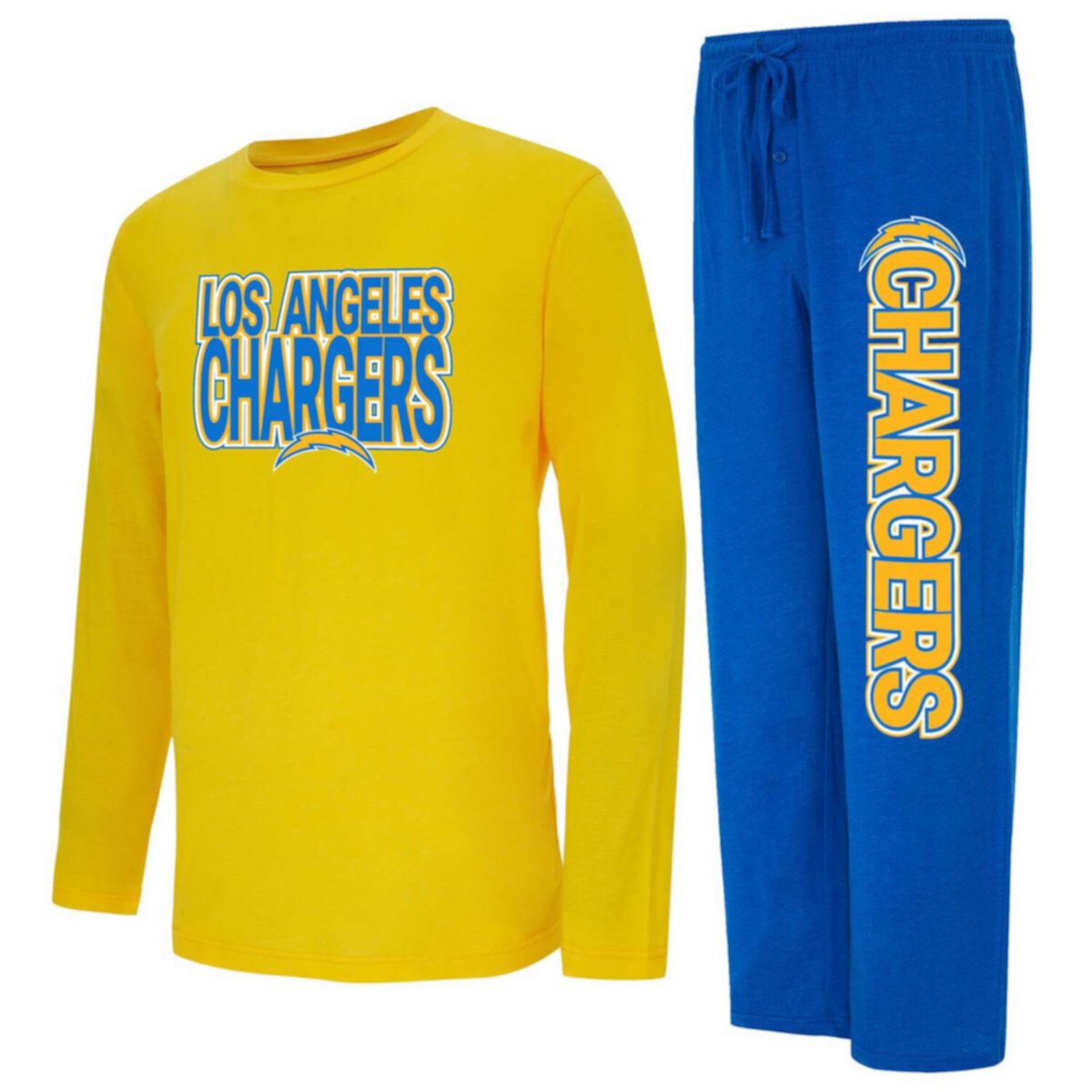 Men's Concepts Sport Powder Blue/Gold Los Angeles Chargers Meter Long Sleeve T-Shirt and Pants Sleep Set Unbranded