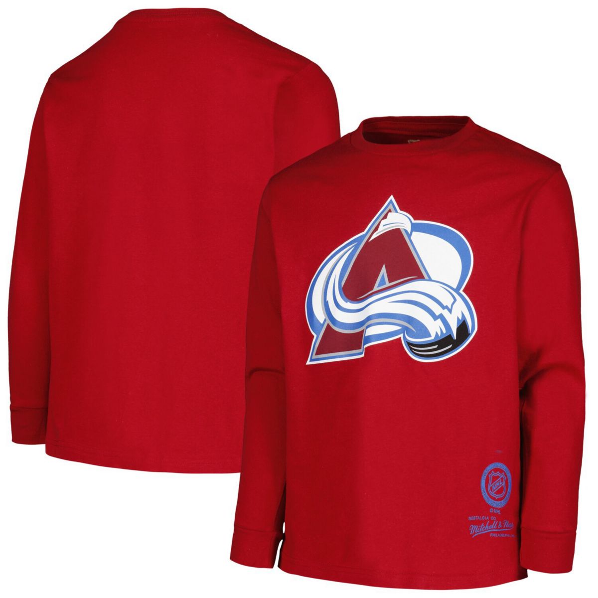 Youth Mitchell & Ness Garnet Colorado Avalanche Throwback Logo Long Sleeve T-Shirt Unbranded