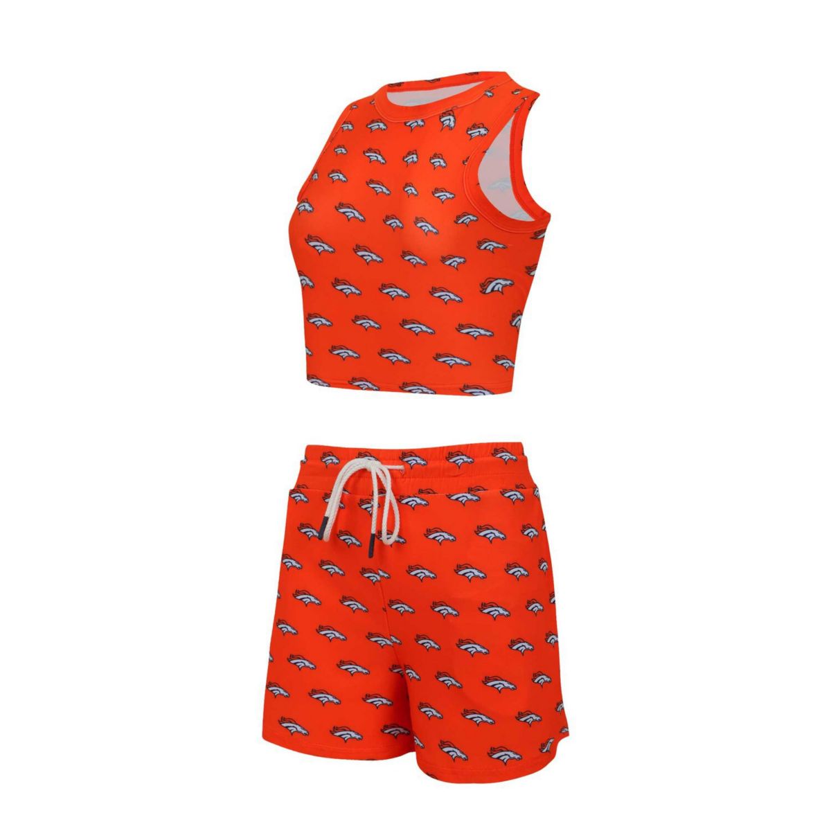 Women's Concepts Sport Denver Broncos Gauge Allover Print Cropped Tank Top & Shorts Sleep Set Unbranded