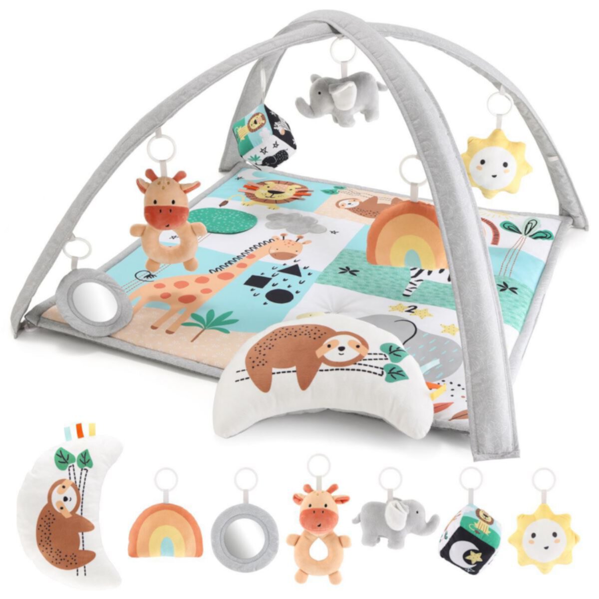 The Peanutshell 7 In 1 Baby Play Gym And Tummy Time Mat, Safari 123 The Peanutshell