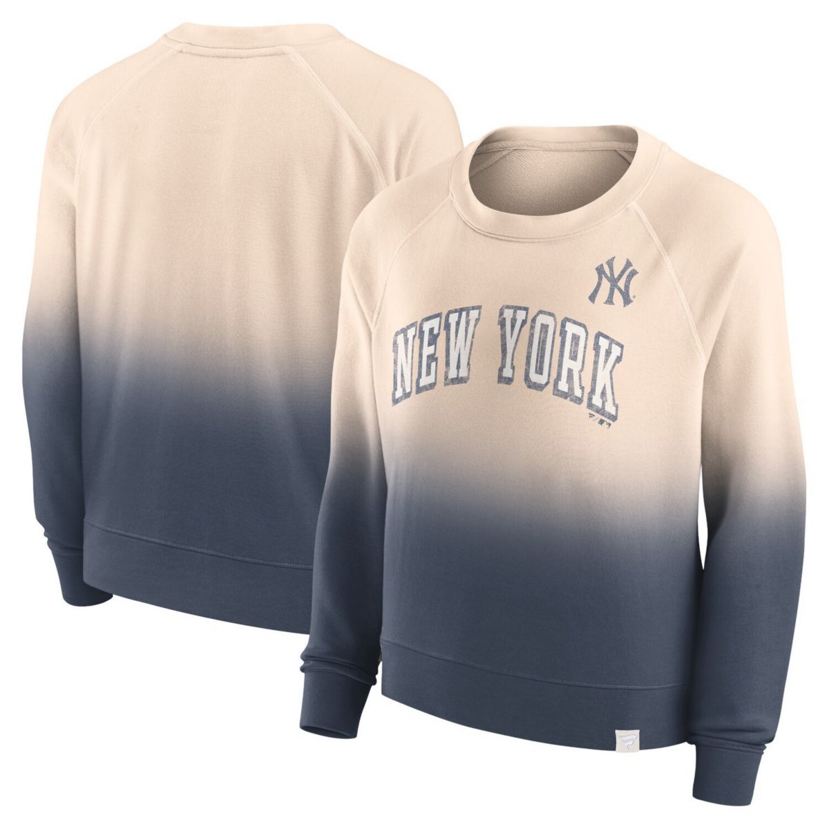 Women's Fanatics Branded Tan/Navy New York Yankees Luxe Lounge Arch Raglan Pullover Sweatshirt Fanatics