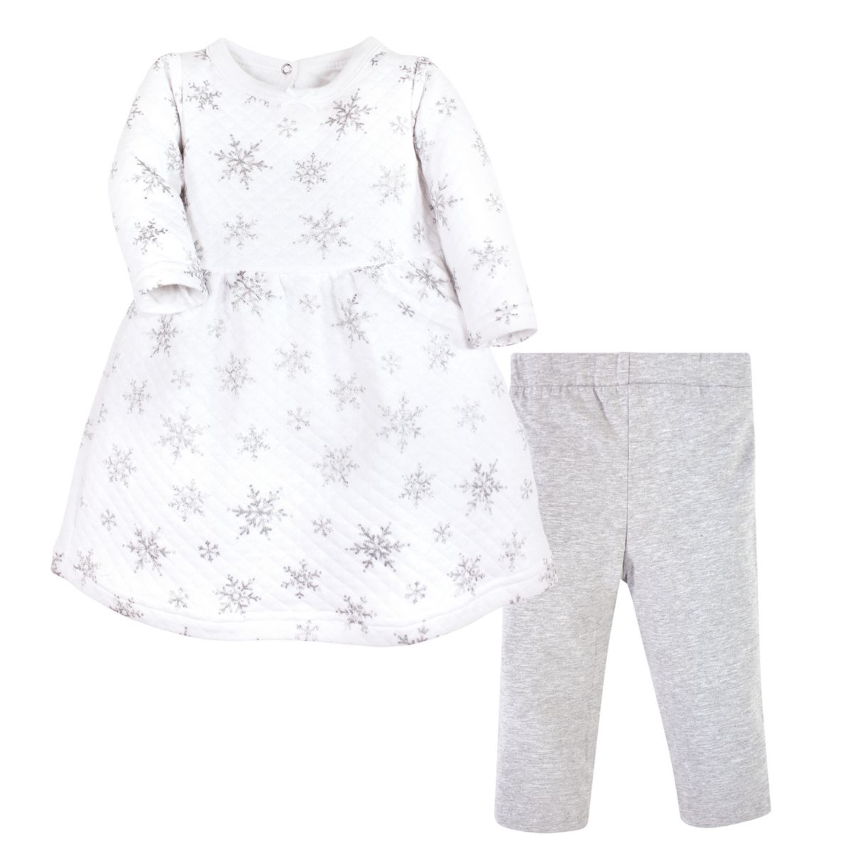 Детский Комплект Hudson Baby для девочек: стёганое хлопковое платье и леггинсы, серебряные снежинки Hudson Baby