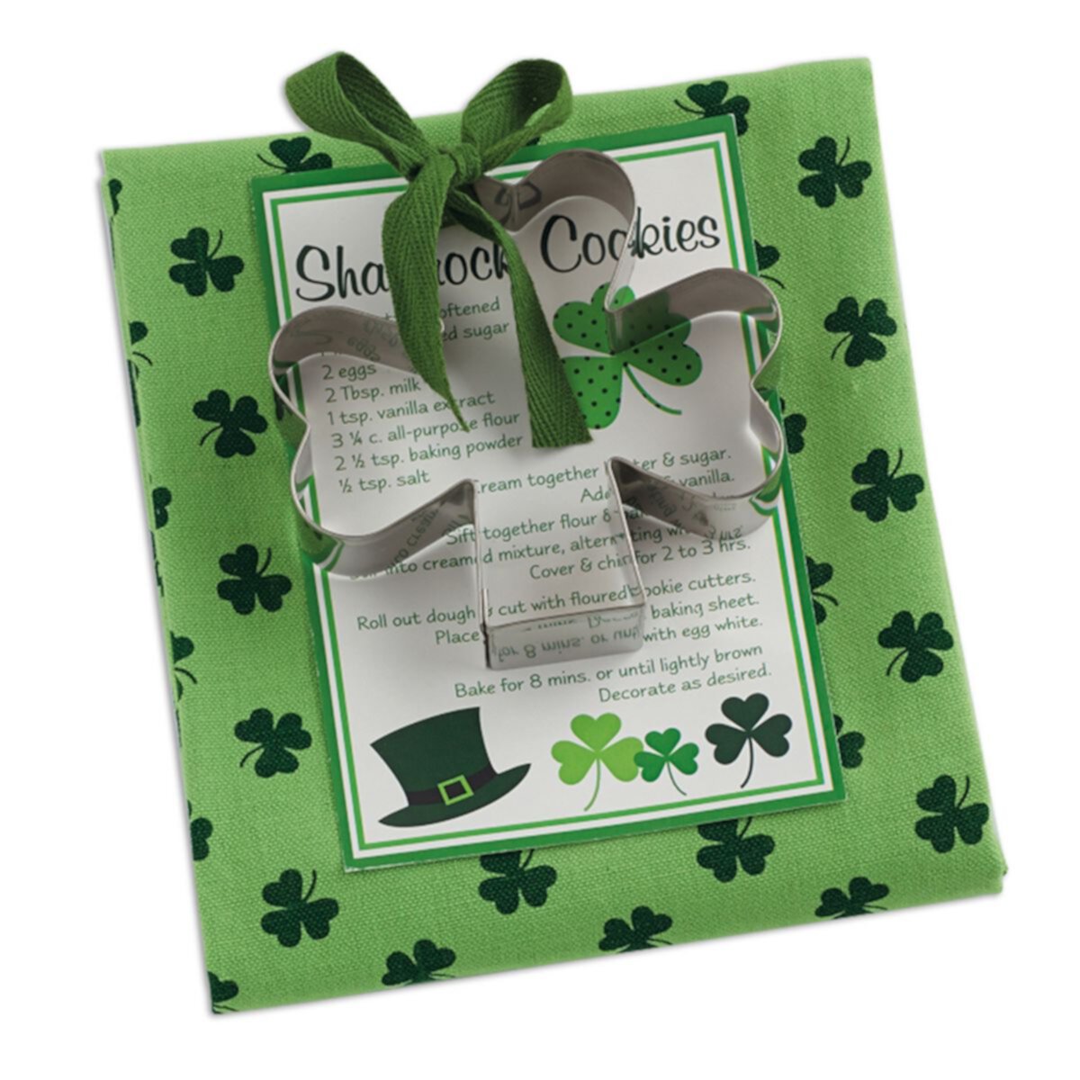 28&#34; Shamrock Green Rectangular Dishcloth and Cookie Cutter Gift Set Contemporary Home Living