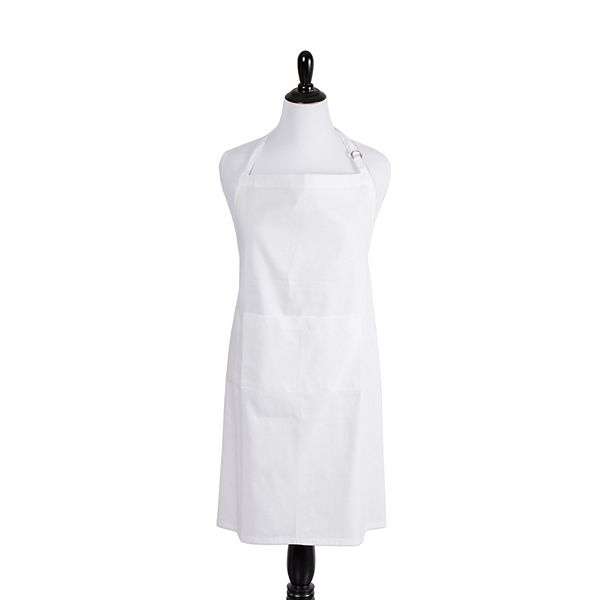 38&#34; White Solid Patterned Woven Kitchen Chef Apron CC Home Furnishings