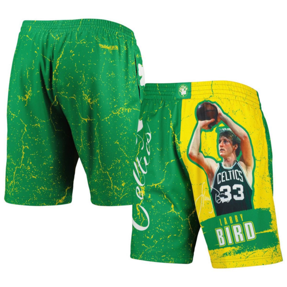 Men's Mitchell & Ness Larry Bird Green Boston Celtics Hardwood Classics Player Burst Shorts Unbranded