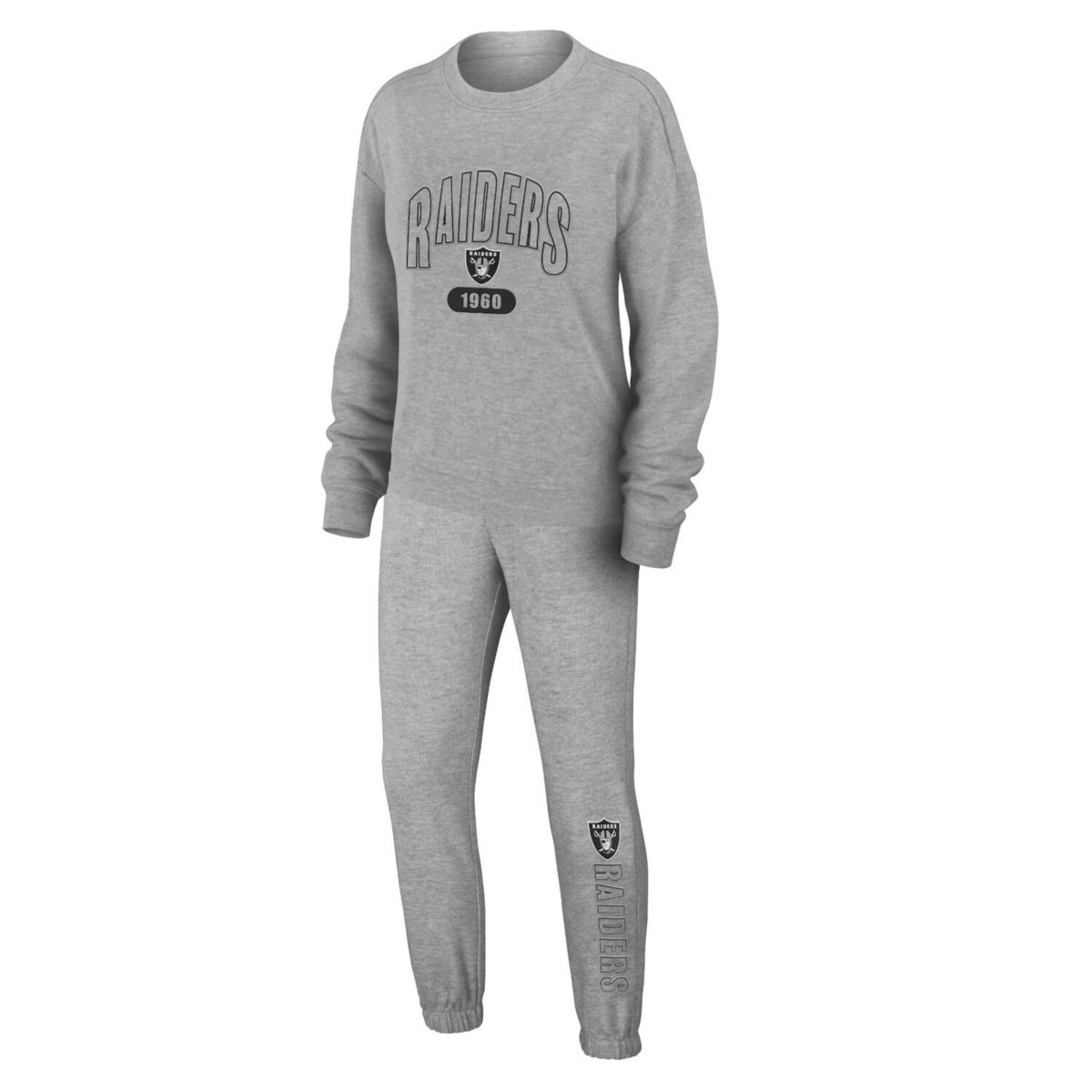 Women's WEAR by Erin Andrews  Heather Gray Las Vegas Raiders Plus Size Knitted Tri-Blend Long Sleeve T-Shirt & Pants Lounge Set Unbranded