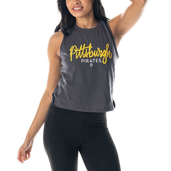 Women's The Wild Collective Charcoal Pittsburgh Pirates Side Knot Tank Top The Wild Collective