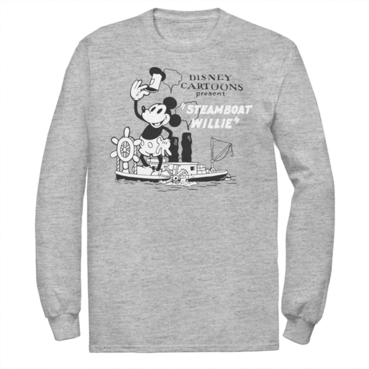 Disney's Mickey Mouse Big & Tall Present Steamboat Willie Long Sleeve Graphic Tee Licensed Character