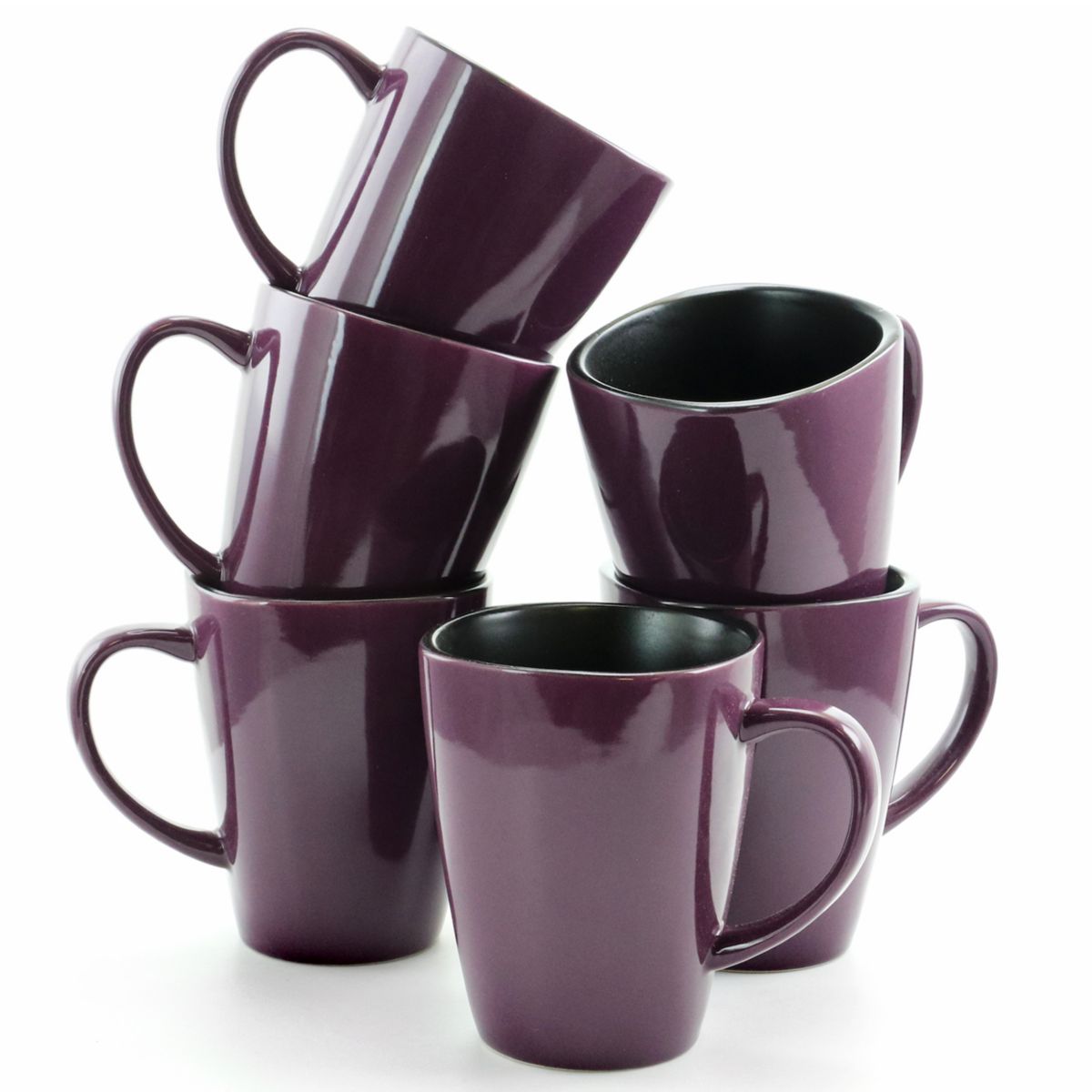 Elama Mulberry 6 Piece 14 Oz Stoneware Mugs Elama