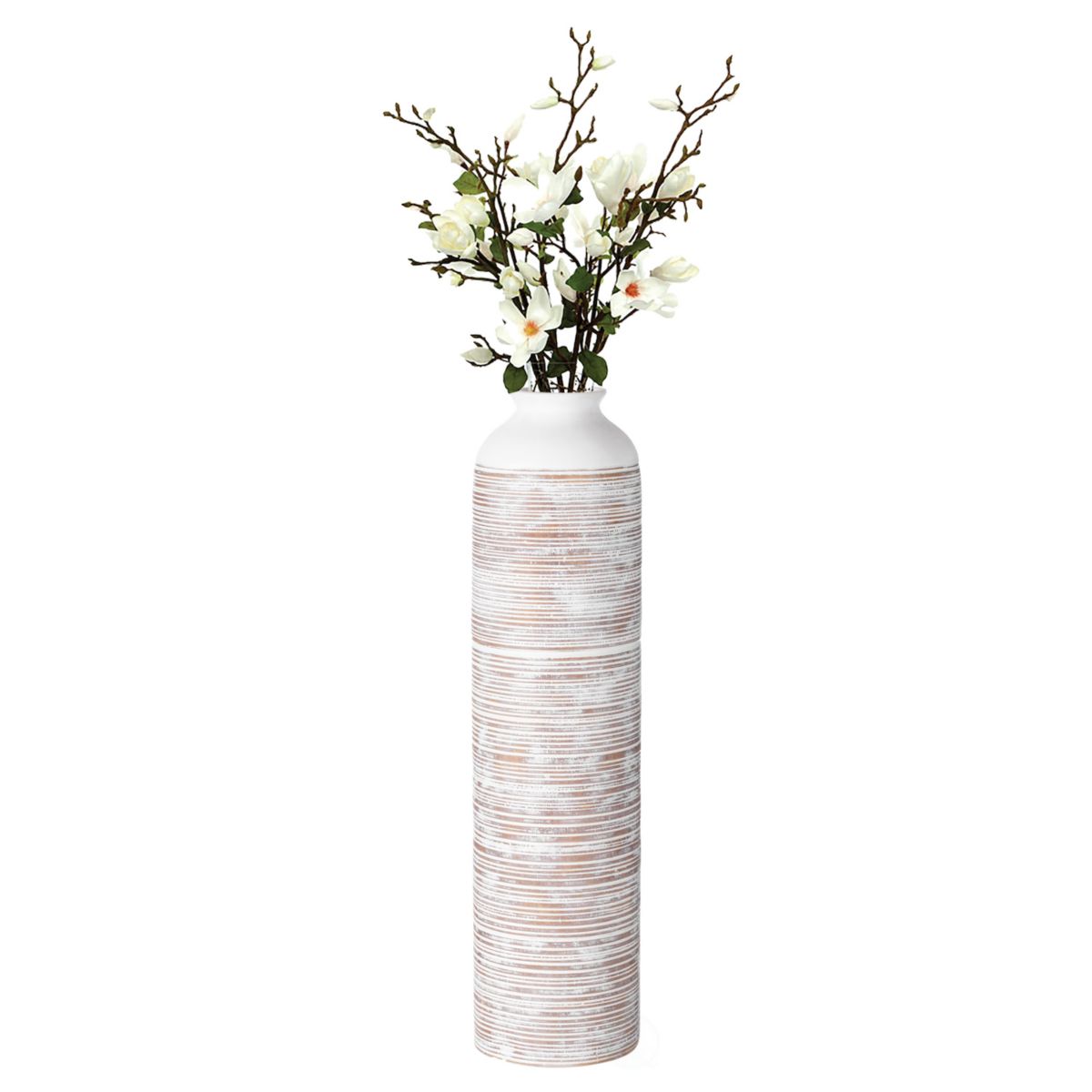 Modern Ribbed Trumpet Style Designed Table Vase for Entryway Dining or Living Room Uniquewise