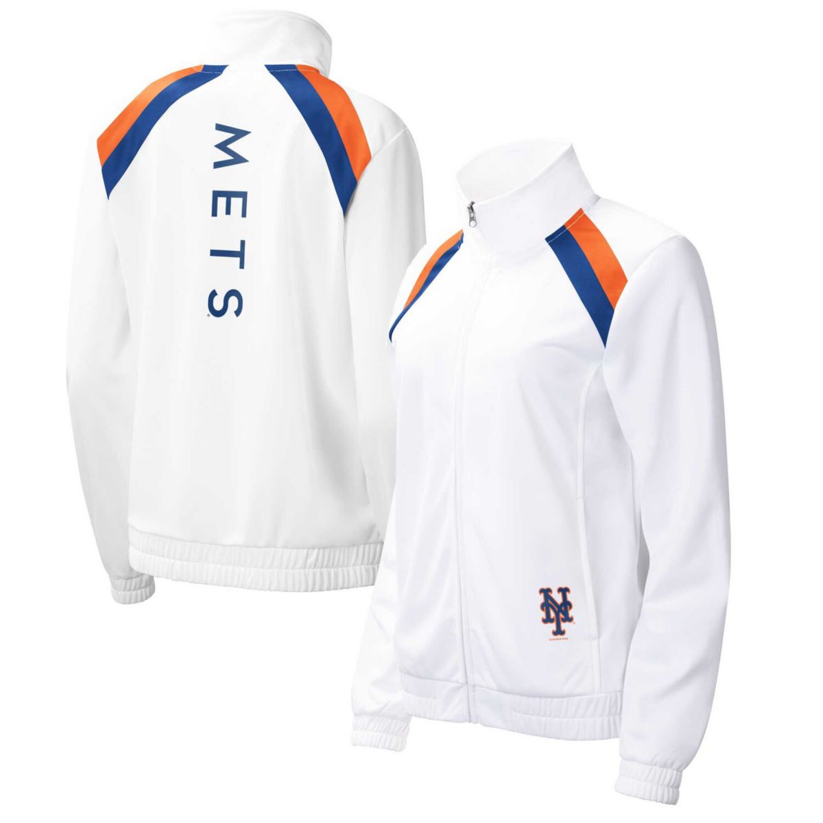 Women's G-III 4Her by Carl Banks White New York Mets Red Flag Full-Zip Track Jacket In The Style