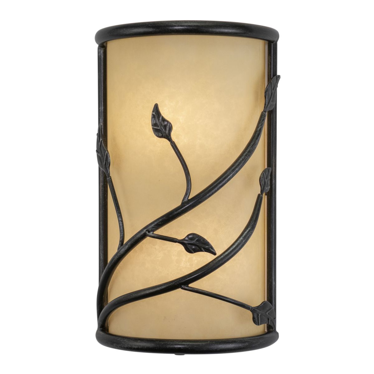 Vine 2 Light Black Rustic Flush Wall Sconce Amber Glass Vaxcel