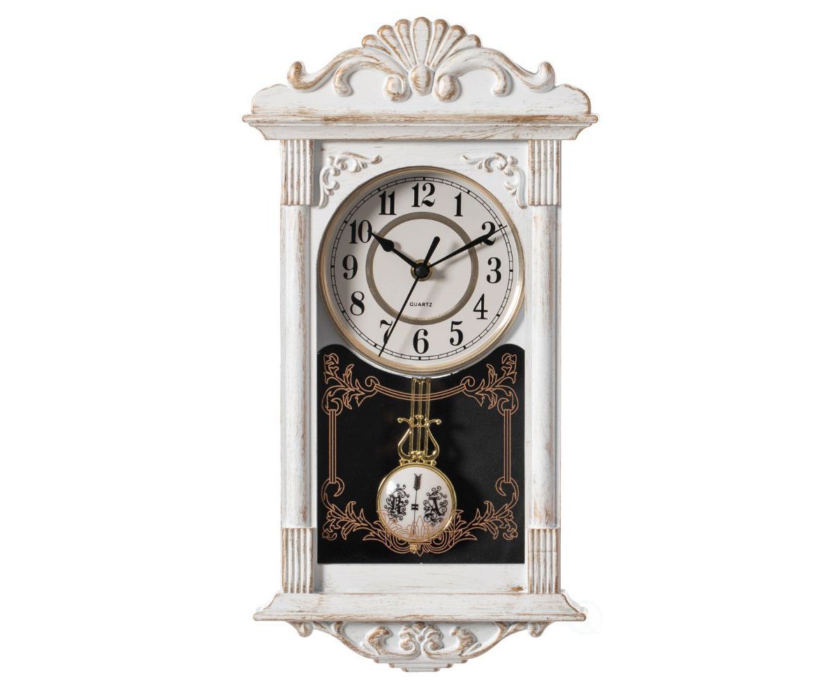 Clockswise Vintage Grandfather Wood-Looking Plastic Pendulum Decorative Battery-Operated Clockswise