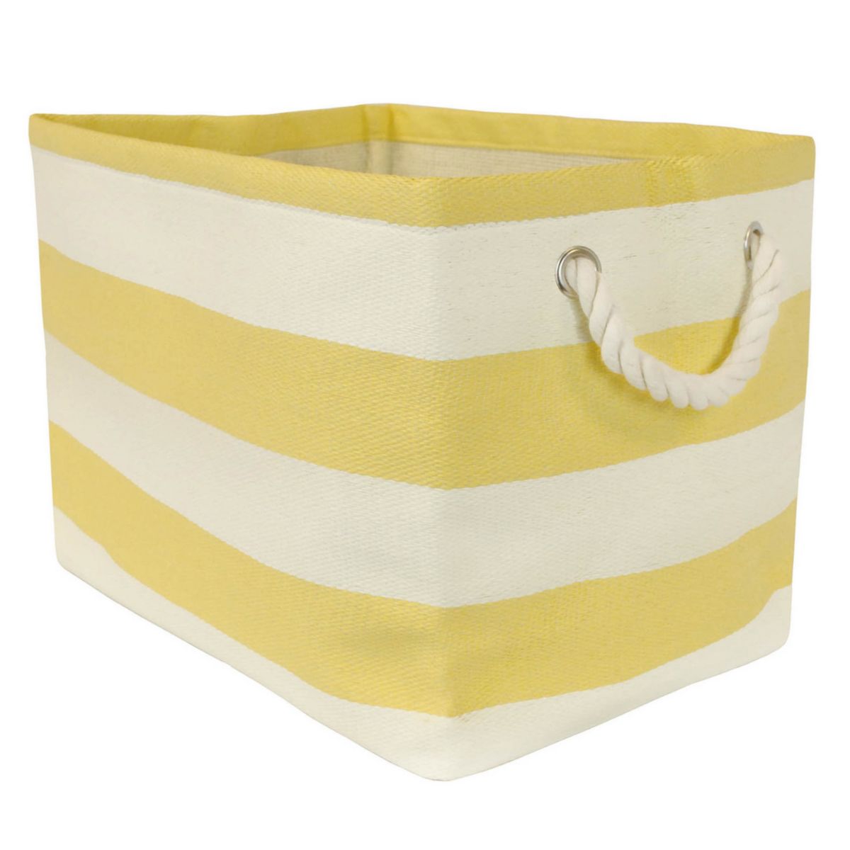 11&#34; Yellow and White Storage and Laundry Bin Contemporary Home Living