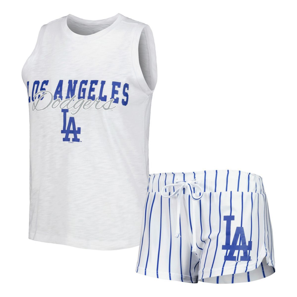 Women's Concepts Sport White Los Angeles Dodgers Reel Pinstripe Tank Top & Shorts Sleep Set Unbranded