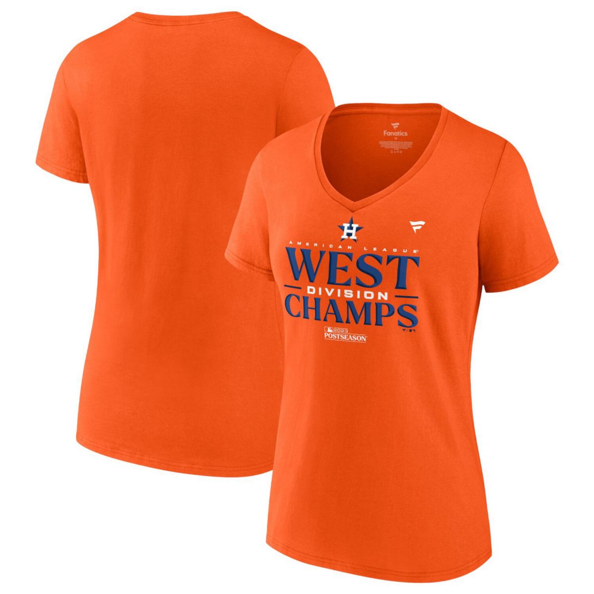 Women's Fanatics Branded  Orange Houston Astros 2023 AL West Division Champions Locker Room V-Neck T-Shirt Fanatics